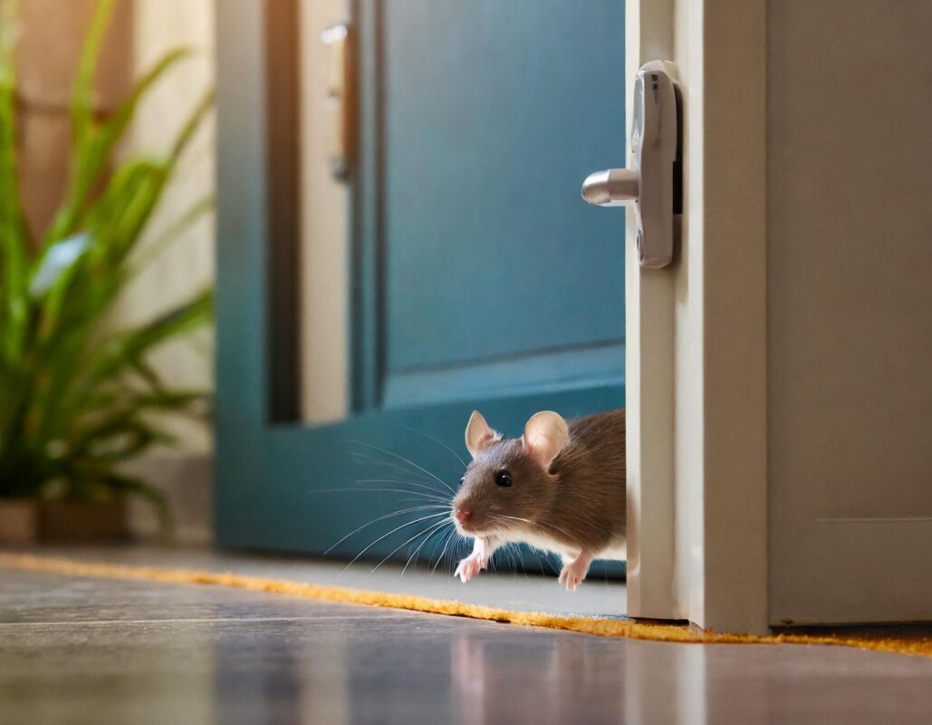 Maus rennt aus Wohnung